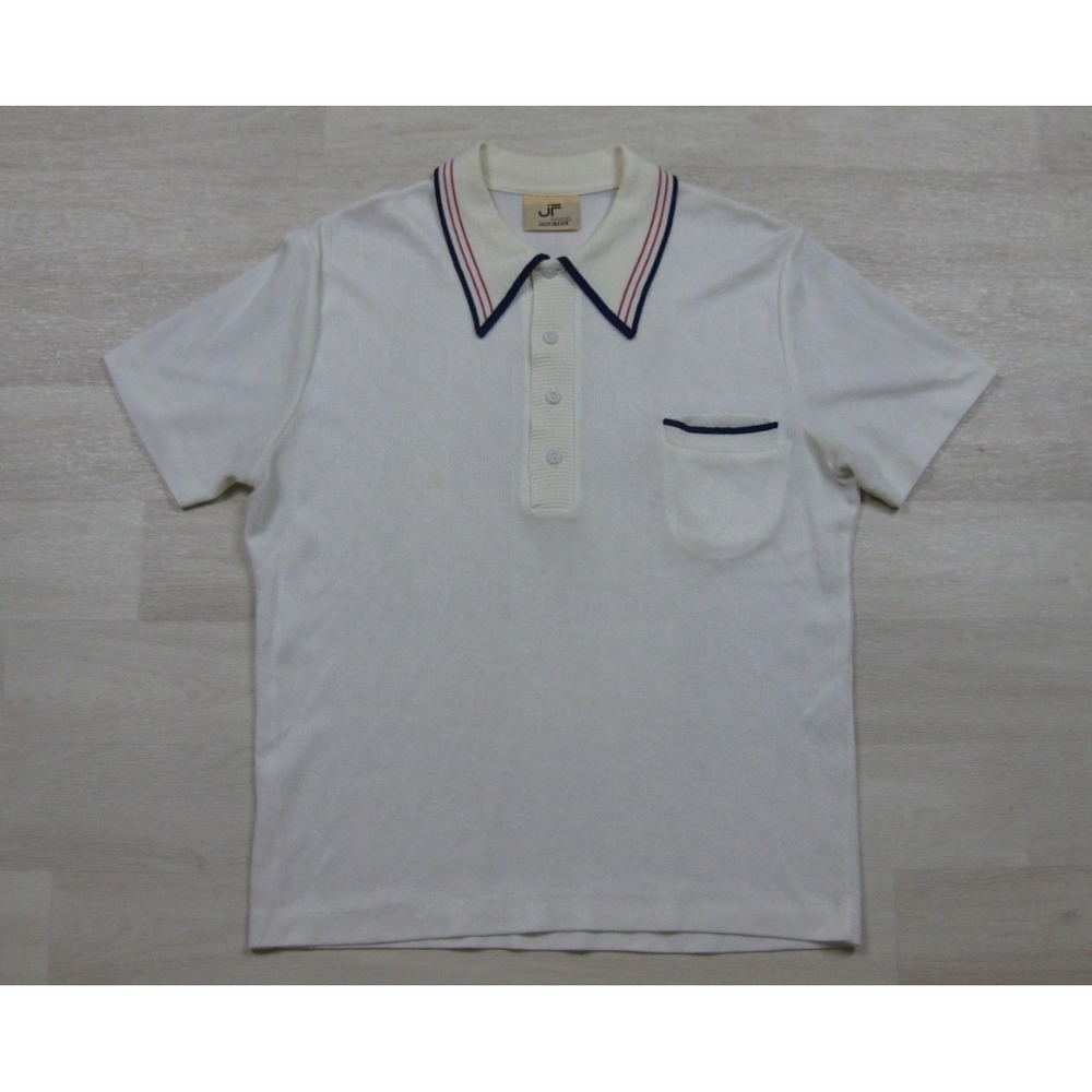 Vintage 70s Jack Fraserl Knit‎ Polo Shirt Men's (M) Preppy Country Club
